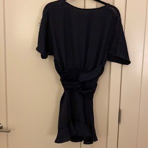 Zara Satin And Lace Romper - Navy